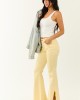 Risen Buttercream Side Slit Stretchy Flare Jeans