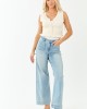 Hidden Light Wash Patch Pocket Stretchy Wide Leg Jeans