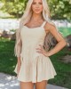 Beige Sleeveless Faux Button Down Mini Dress Beige Sleeveless Faux Button Down Mini Dress