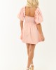 Tea Rose Flutter Sleeve Flowy Skirt Cotton Mini Dress