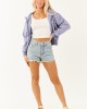 Signature 8 Light Wash Frayed Hem Jean Shorts