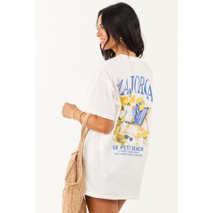 Off White 'Majorca' Graphic Cotton Short Sleeve Top