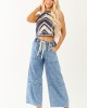 Navy and Cream Chevron Crochet Crop Tank Top