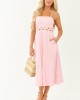 Carnation Rickrack Cutout Waist Cotton Midi Dress