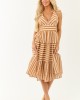 Brown Sugar Striped Sleeveless Midi Dress