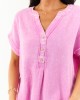 Orchid Washed Double Gauze Cotton Short Sleeve Top Orchid Washed Double Gauze Cotton Short Sleeve Top