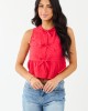 Crimson Textured Cotton Open Front Tank Top