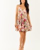 Blush Floral Print Lace Trim Smocked Mini Dress