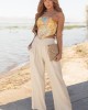 Lemon Floral Satin Handkerchief Hem Strapless Top