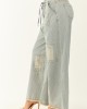 POL Powder Blue Railroad Stripe Wide Patchwork Pants POL Powder Blue Railroad Stripe Wide Patchwork Pants