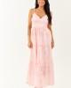 Carnation Floral Eyelet Sleeveless Cotton Maxi Dress