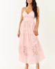 Carnation Floral Eyelet Sleeveless Cotton Maxi Dress
