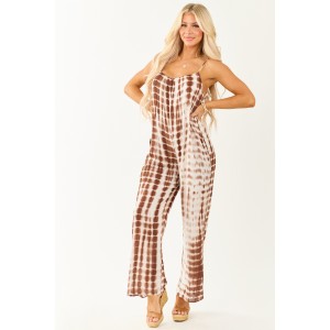 Coffee and Coconut Tie-Dye Relaxed Boho Jumpsuit