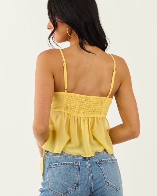 Canary Yellow Ruffle Handkerchief Hem Cami Top Canary Yellow Ruffle Handkerchief Hem Cami Top