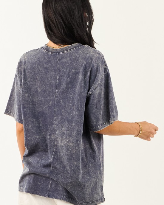 Spruce Acid Wash Relaxed Cotton Short Sleeve Top
