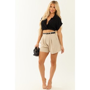 She+Sky Sand Elastic Waistband Shorts