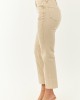 Beige Cropped High Rise Stretchy Straight Jeans