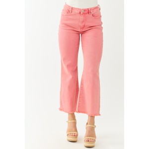 Watermelon Stretchy Acid Wash Bootcut Jeans