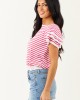 Off White and Raspberry Striped Short Sleeve Top Off White and Raspberry Striped Short Sleeve Top