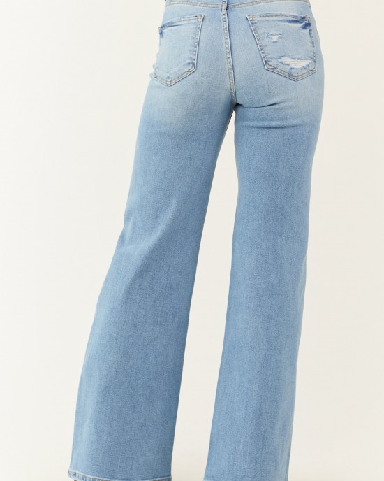 Risen Light Wash Distressed Bootcut Jeans