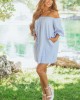 Cornflower Off the Shoulder Cotton Mini Dress