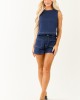 Dark Wash Denim Tank Top and Shorts Set