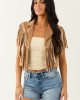 Brown Sugar Faux Suede Fringe Open Front Vest Brown Sugar Faux Suede Fringe Open Front Vest