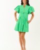 Kiwi Bubble Sleeve Button Down Cotton Mini Dress
