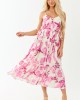Entro Cream Floral Buttoned Sleeveless Maxi Dress