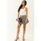 Black and White Gingham Pattern Pleated Mini Skirt