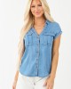 Medium Wash Chambray Denim Button Up Top Medium Wash Chambray Denim Button Up Top
