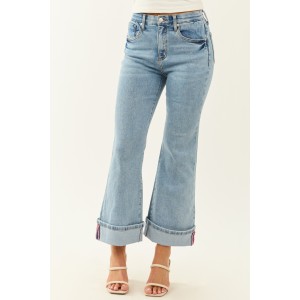Saige Light Tummy Control Stretchy Flare Cuffed Jeans