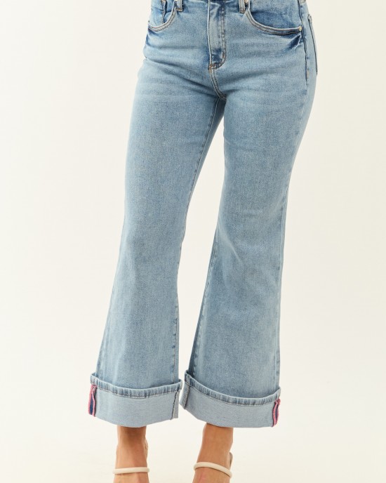 Saige Light Tummy Control Stretchy Flare Cuffed Jeans Saige Light Tummy Control Stretchy Flare Cuffed Jeans