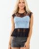 Light Wash Denim Corset Overlay Lace Tank Top