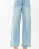Hidden Light Wash Patch Pocket Stretchy Wide Leg Jeans