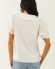 Lovelo Ivory Cotton Button Up Short Sleeve Blouse