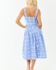 Cornflower Floral Embroidered Waist Tie Midi Dress