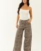 Saige Sepia Leopard Tummy Control Stretchy Wide Jeans