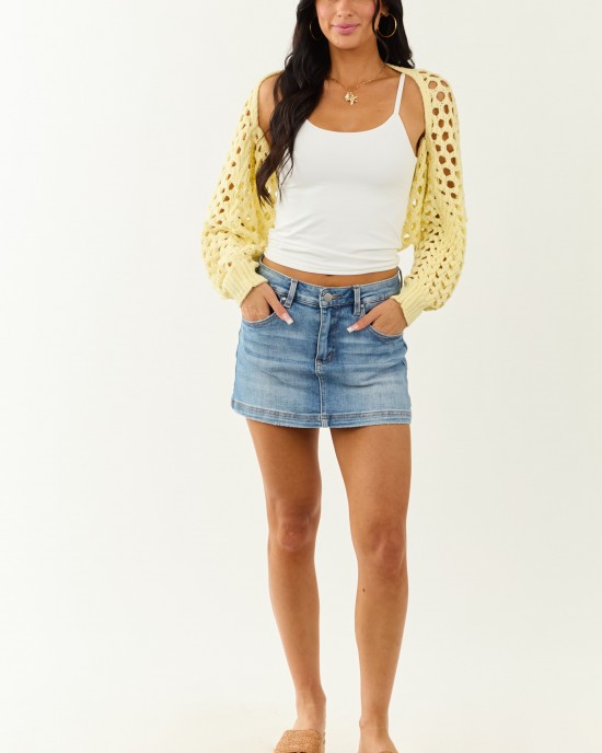 Buttercream Open Knit Long Sleeve Shrug Cardigan Buttercream Open Knit Long Sleeve Shrug Cardigan