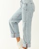 Saige Light Wash High Rise Cuffed Barrel Jeans