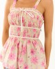 Lovelo Straw Floral Print Smocked Cotton Tank Top