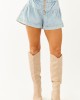 Light Wash Denim Button Down Flare Shorts Light Wash Denim Button Down Flare Shorts