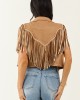 Brown Sugar Faux Suede Fringe Open Front Vest Brown Sugar Faux Suede Fringe Open Front Vest