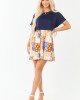Navy Patchwork Skirt Contrast Knit Mini Dress