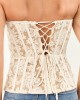 Flying Tomato Vanilla Lace Strapless Corset Top