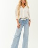 Risen Light Wash Stretchy Ombre Hem Wide Leg Jeans Risen Light Wash Stretchy Ombre Hem Wide Leg Jeans