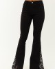 Black Lace Contrast Stretchy Flare Leg Jeans