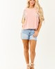 Baby Pink Patchwork Relaxed Half Sleeve Cotton Top Baby Pink Patchwork Relaxed Half Sleeve Cotton Top