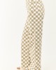 Olive and Ivory Checkered Denim Wide Leg Pants