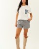 Off White Cotton Tee with Contrast Denim Pocket Off White Cotton Tee with Contrast Denim Pocket